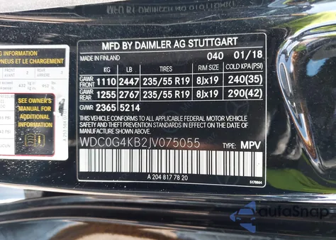 2018 Mercedes-Benz Glc 300 4Matic from USA, damaged, VIN WDC0G4KB2JV075055